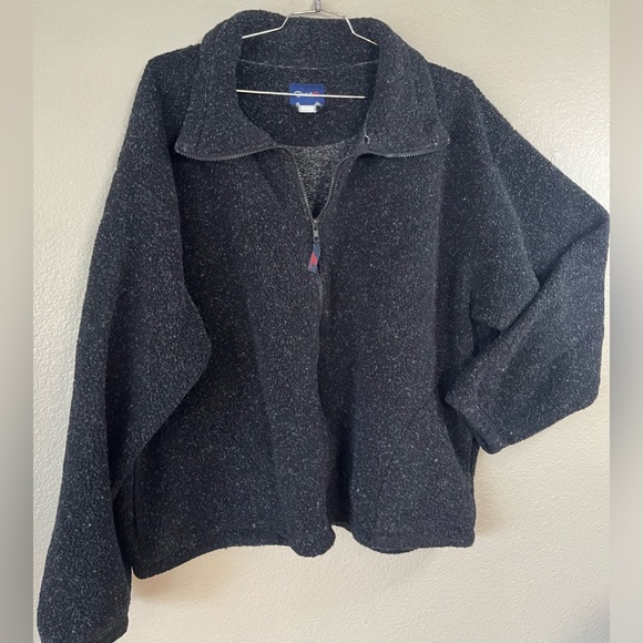 Vintage Catalina Fleece Zip Up Jacket Mens Size L/XL Black with white speckling - Picture 2 of 11
